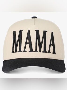 CC Boutique MAMA Trucker Hat in Cream and Black